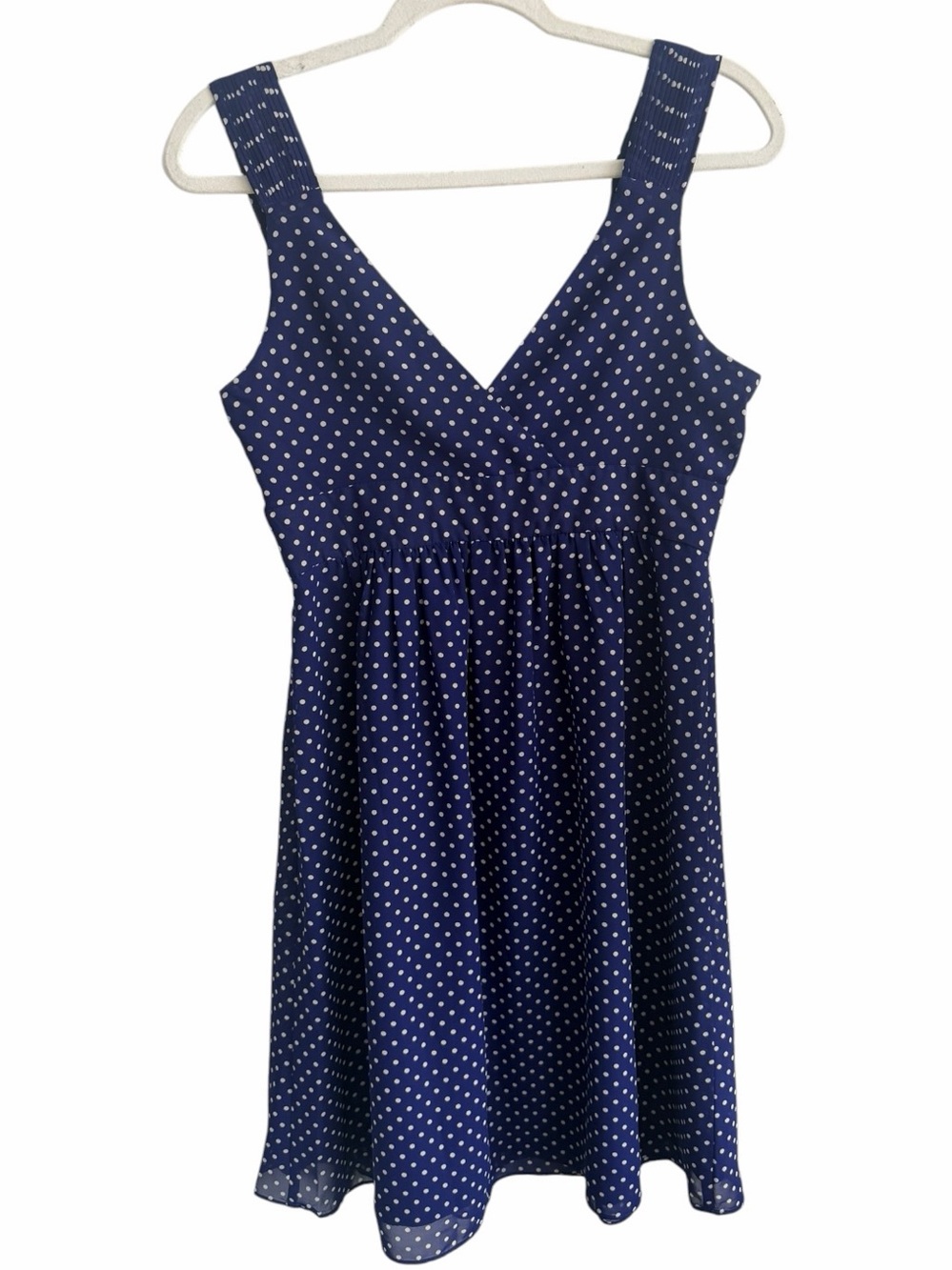 GAP Navy White Polka Dot Fit and Flare Sleeveless Mini Dress size 6‎ - Picture 3 of 6